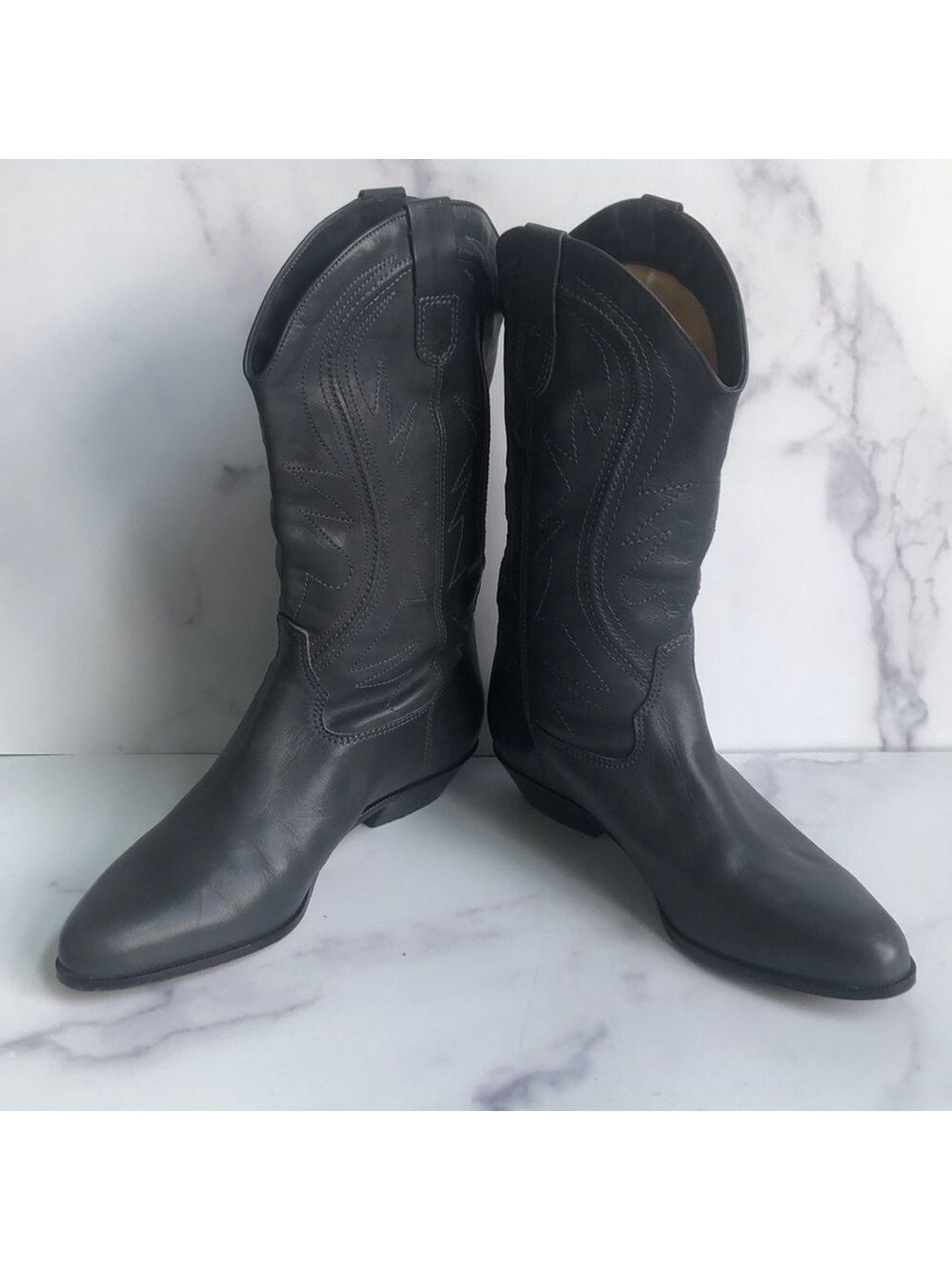 Catleia Made in Brazil Gray Leather Western Cowboy Boots Size EU 39